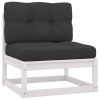 6 Piece Patio Lounge Set with Cushions White Solid Pinewood