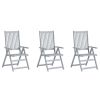 Patio Reclining Chairs 3 pcs with Cushions Solid Acacia Wood