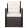 5 Piece Patio Lounge Set With Cushions Poly Rattan Brown