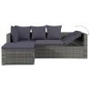 4 Piece Patio Lounge Set with Cushions Poly Rattan Gray