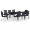 9 Piece Patio Dining Set Black