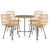 5 Piece Patio Dining Set Poly Rattan