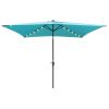 10 x 6.5t Rectangular Patio Solar LED Lighted Outdoor Umbrellas with Crank and Push Button Tilt for Garden Backyard Pool Swimming Pool
