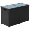 3 Piece Bistro Set with Cushions Poly Rattan Black