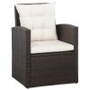 5 Piece Patio Lounge Set With Cushions Poly Rattan Brown