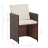 5 Piece Patio Dining Set with Cushions Poly Rattan Brown