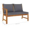 Patio Bench 45.1" with Dark Gray Cushion Solid Acacia Wood