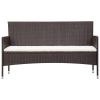 4 Piece Patio lounge set with Cushions Poly Rattan Brown