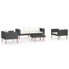 4 Piece Patio lounge set with Cushions Poly Rattan Black