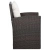 5 Piece Patio Lounge Set With Cushions Poly Rattan Brown