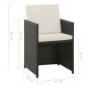 5 Piece Patio Dining Set with Cushions Poly Rattan Black